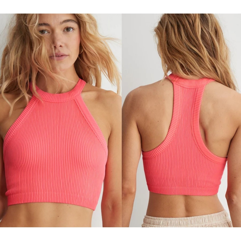 Aerie Superchill Seamless Ribbed Cropped Tank High Neck Stretch
Size Small